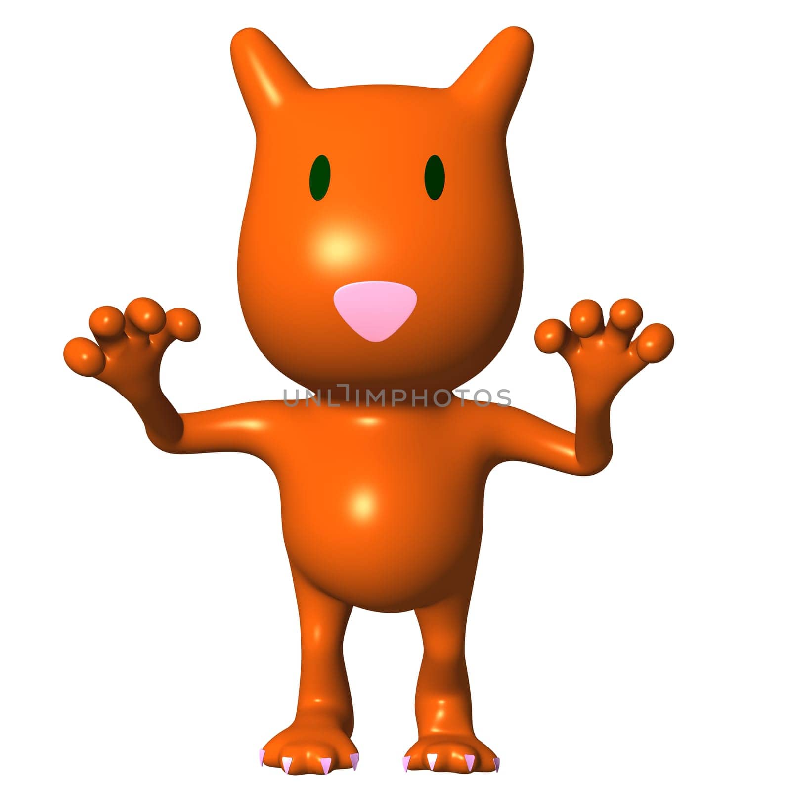 Front view carved cat creeps near its prey