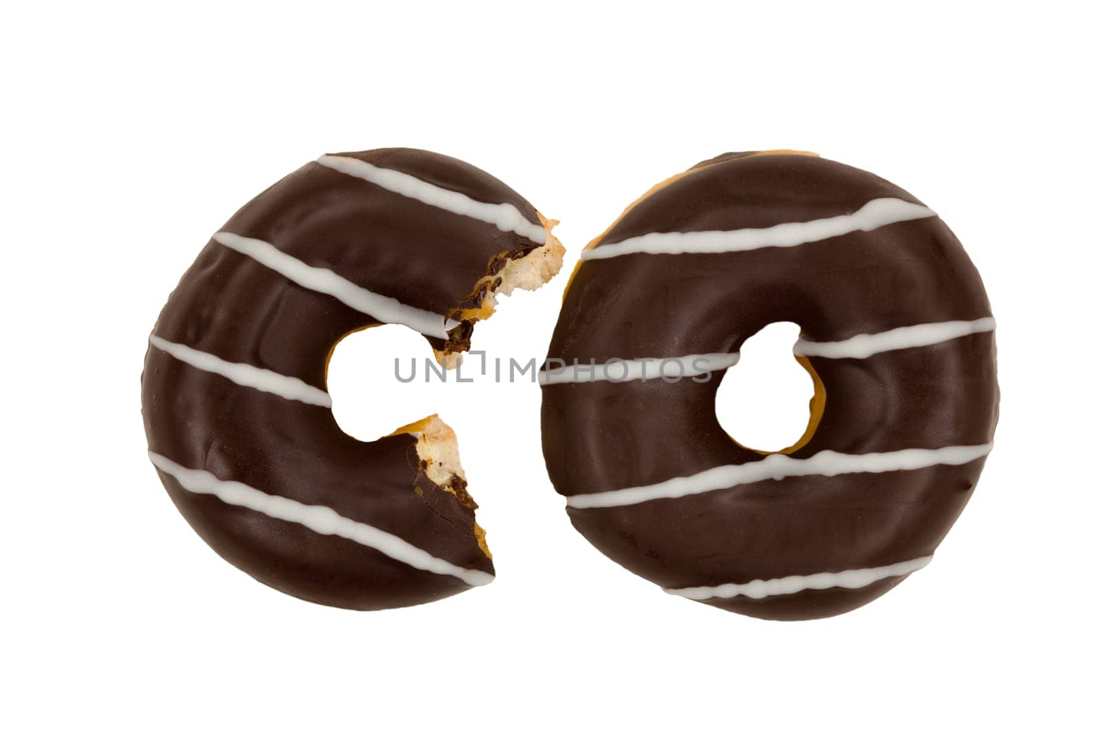 Donut with chocolate,biscuit with glaze isolated on white background