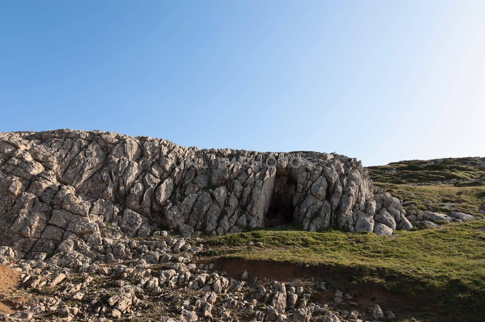 Limestone rock formation at Cape Espichel, Sesimbra, Portugal