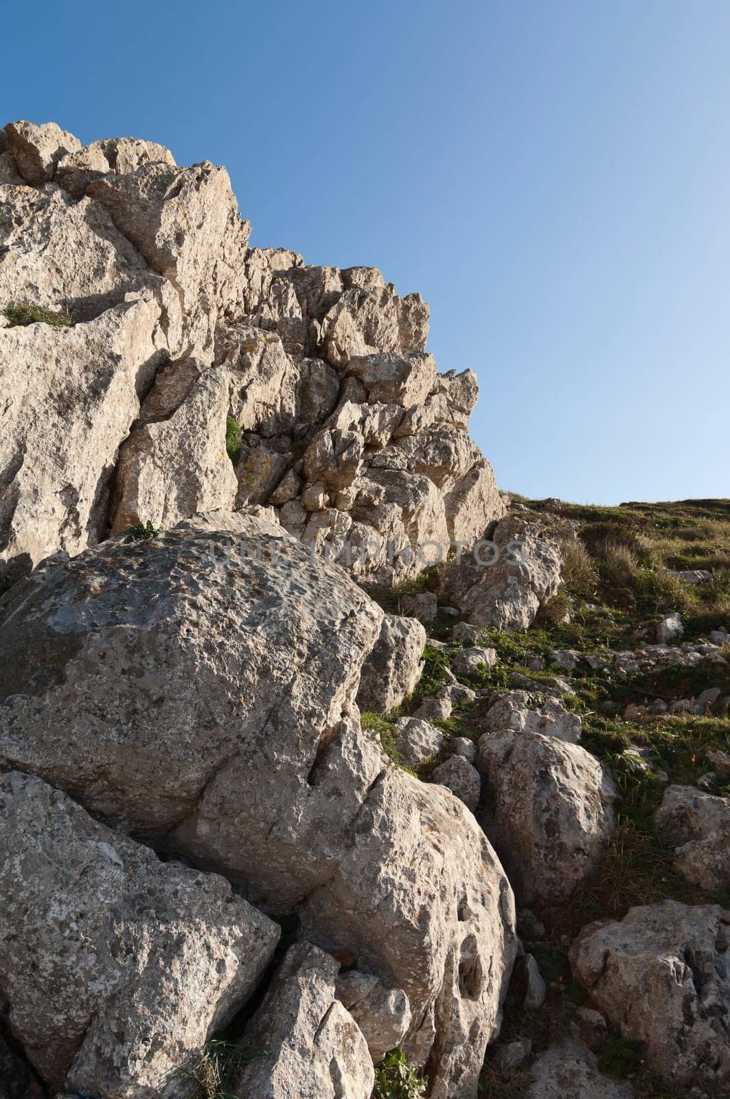 Limestone rock formation at Cape Espichel, Sesimbra, Portugal