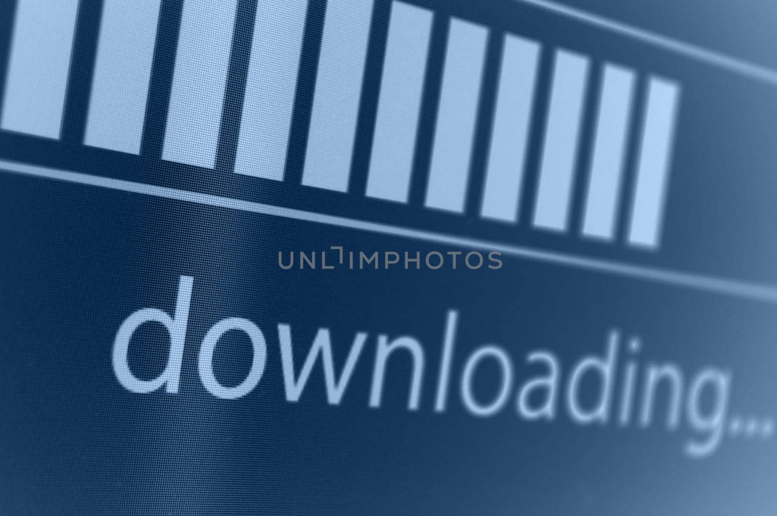 Closeup of Download Process Bar on LCD Screen