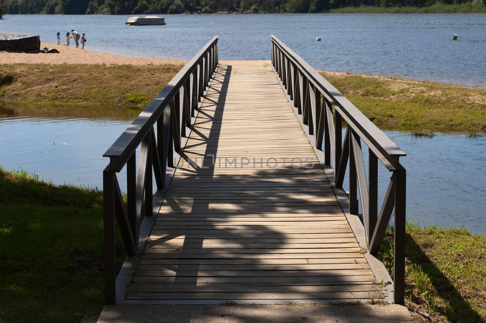 Wooden footbridge on the river Tagus, Portugal