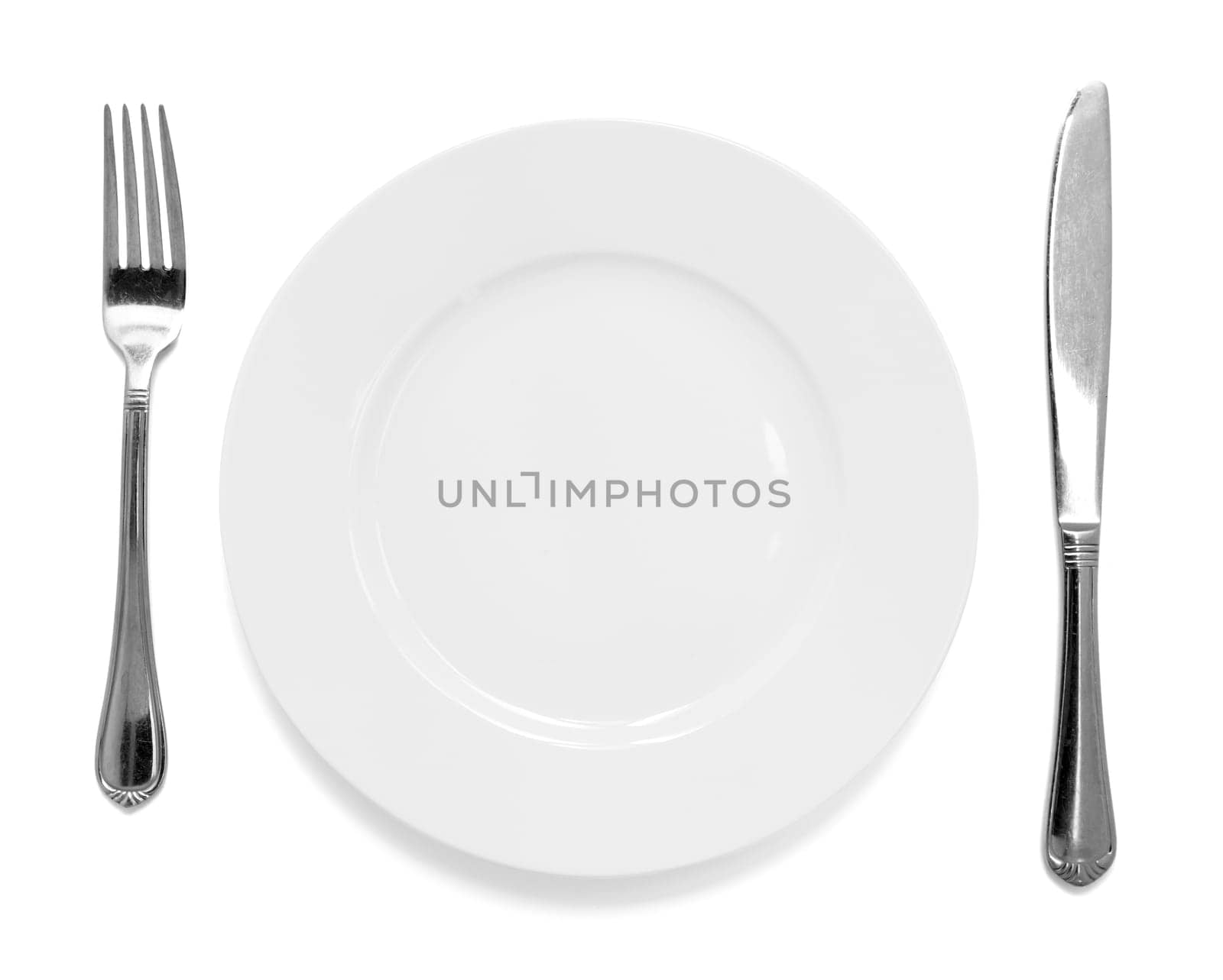 knife and fork with plate