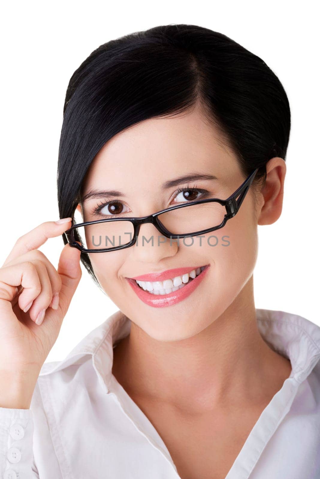Portrait of young businesswoman or student in elegant clothes