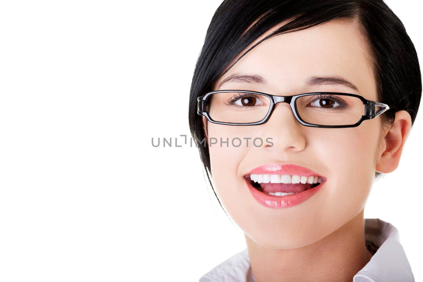 Portrait of young businesswoman or student in elegant clothes