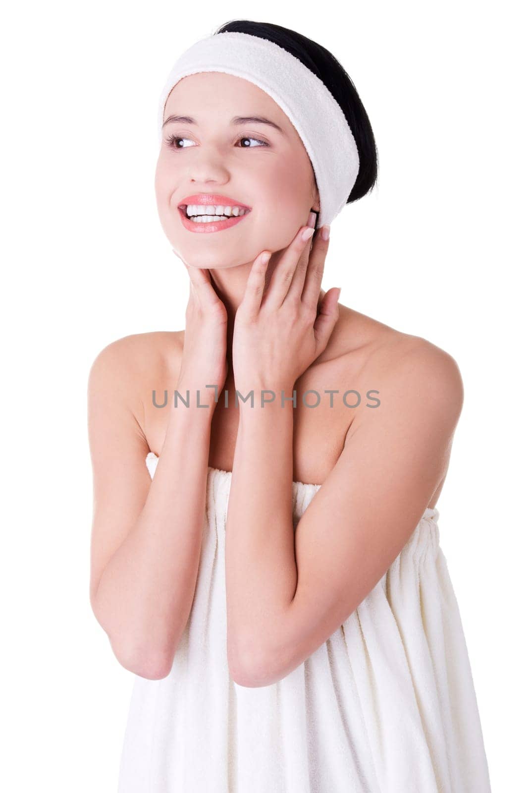 Beautiful young woman with perfect body ready for skin treatment. Skin care concept.