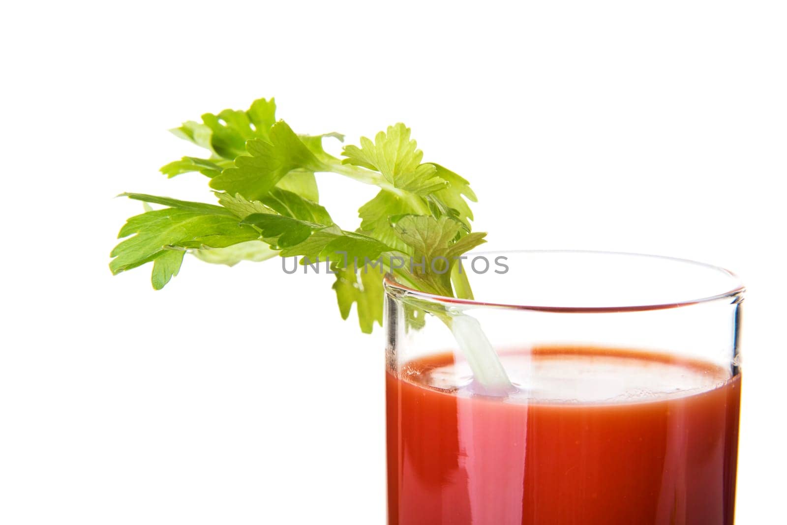 Tomato juice, bloody mary isolated on white