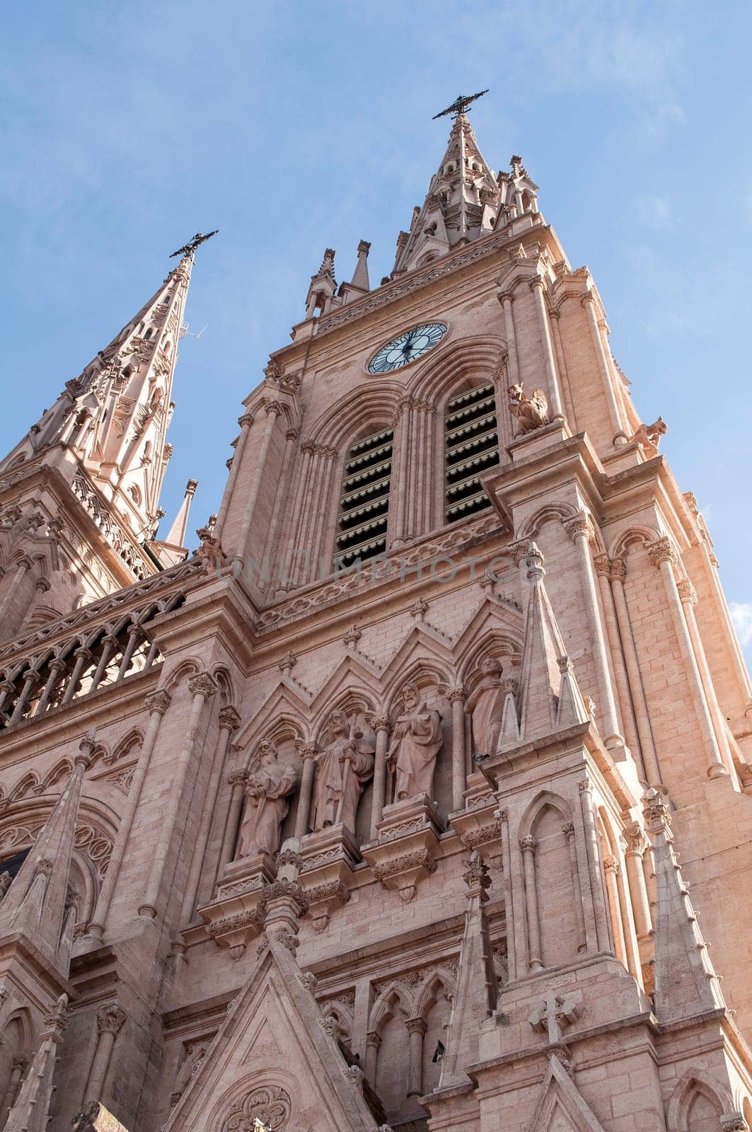 Neo-gothic Lujan Basilica in Lujan, Buenos Aires, Argentina.