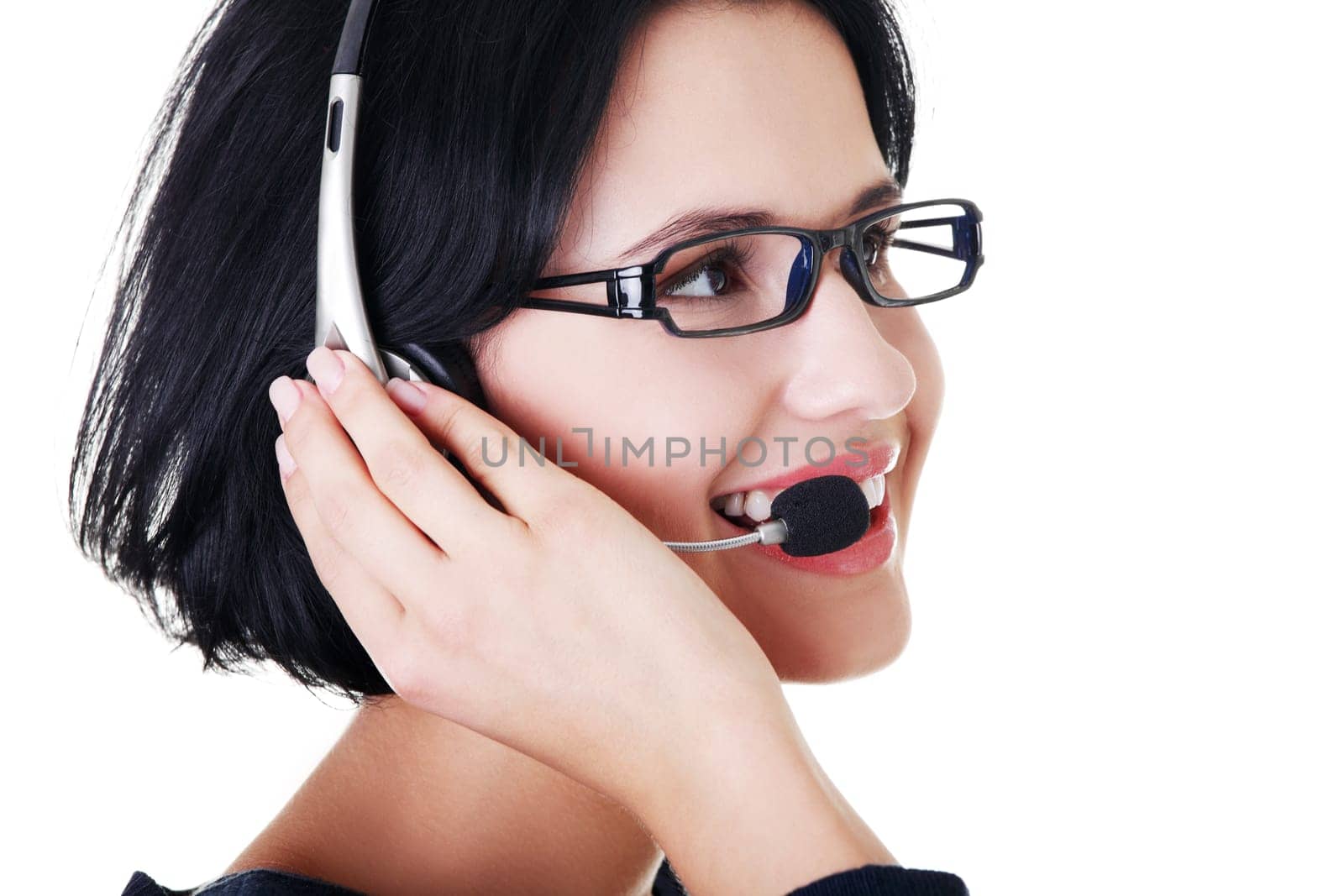 Call center woman with headset.