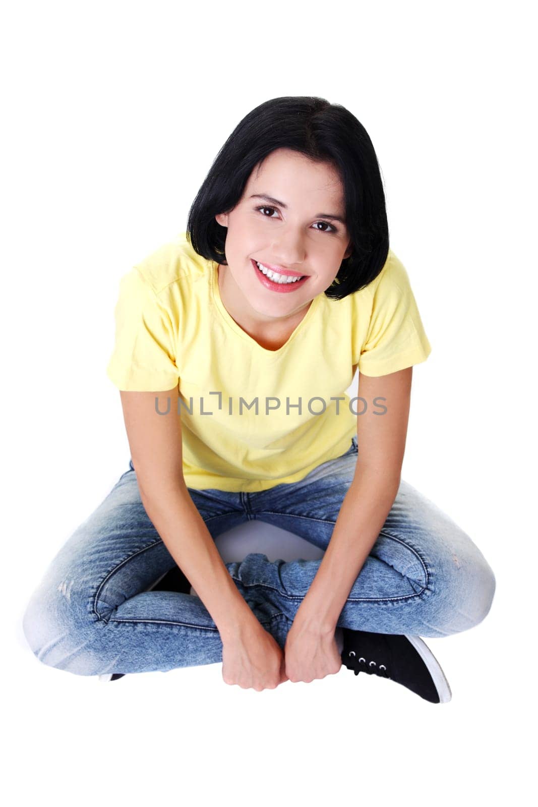 Young beautiful woman in casual clothes, isolated on white