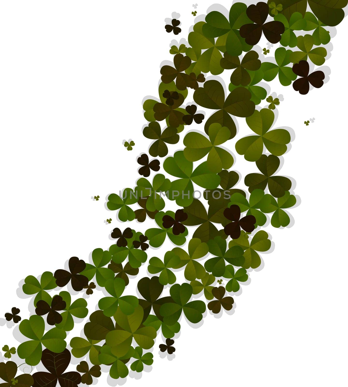 Decorative Patrick's Day celebration card with beautiful clover leaf over white background