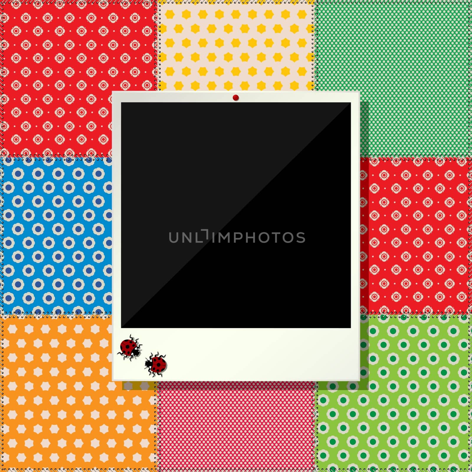 Scrapbooking design with floral decoration and photo frame