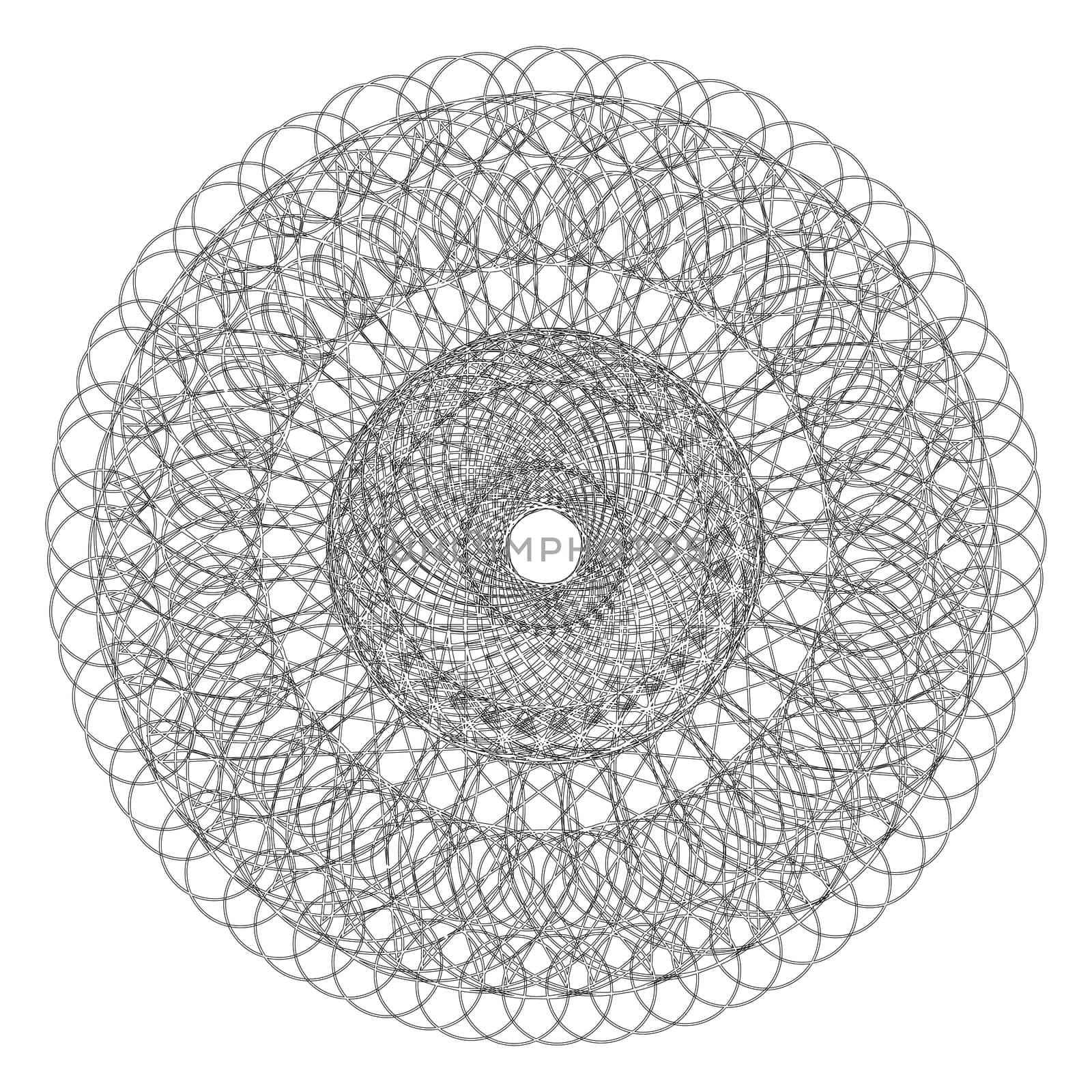 Decorative round ornament, isolated objects on white background.