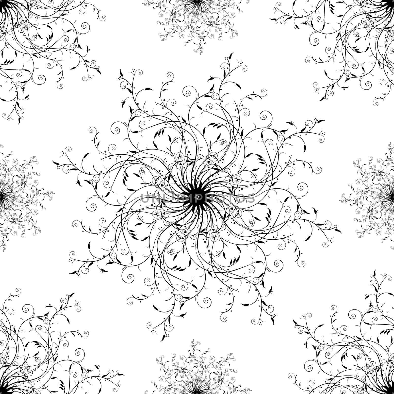 A trendy fashion scroll seamless pattern with elegant curls and leafs