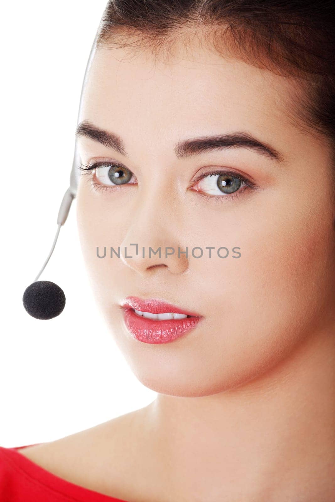 Call center woman with headset.