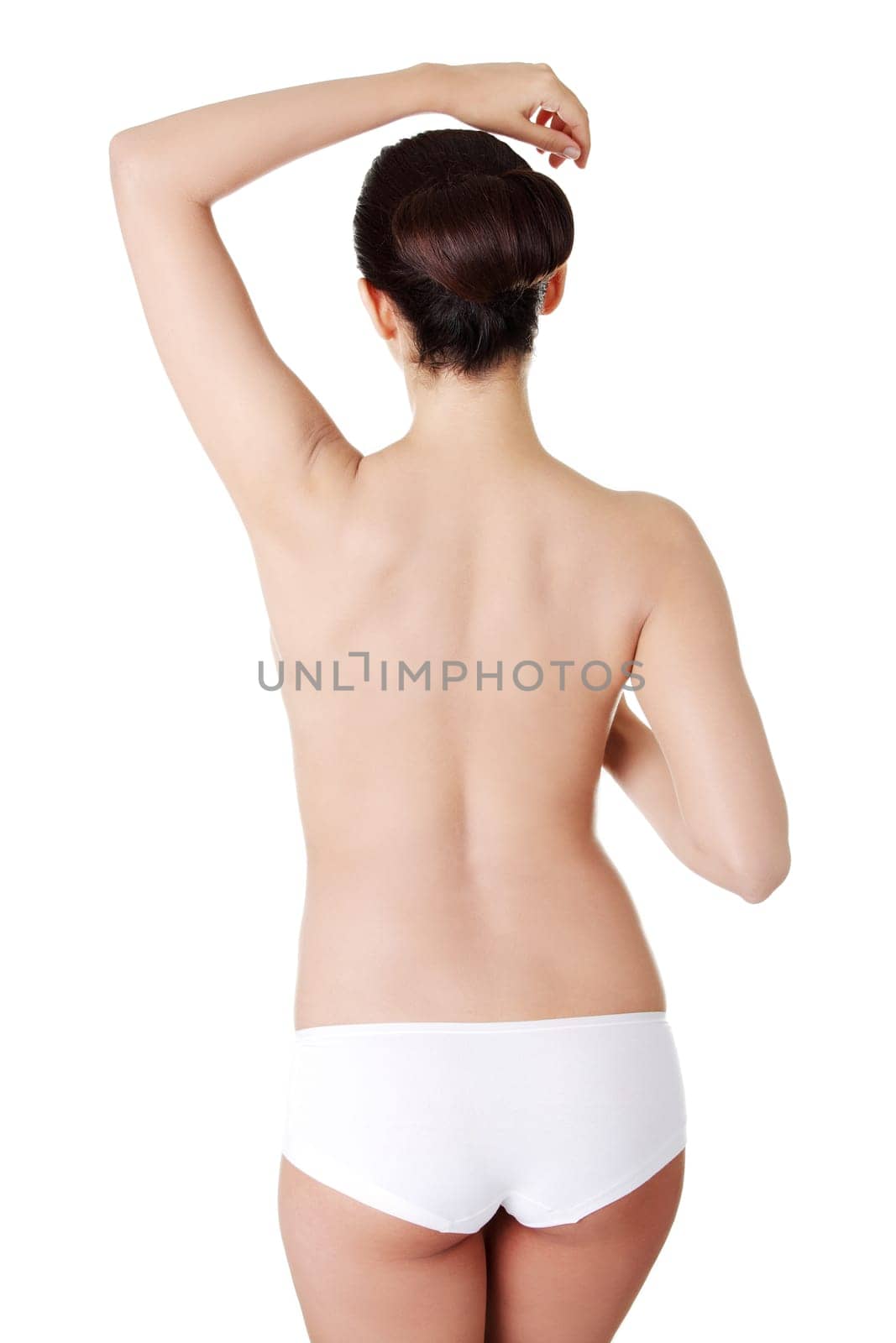 Young beauty nude women back, isolated on white