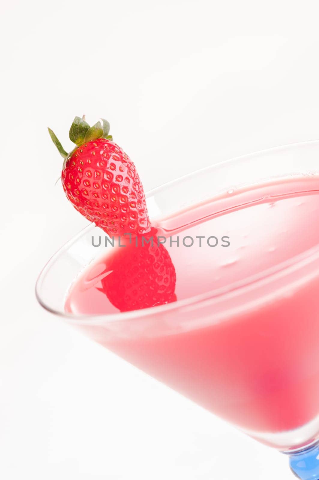 Strawberry Daiquiri made of rum, lemon juice, fresh strawberry juice and garnished with a strawberry