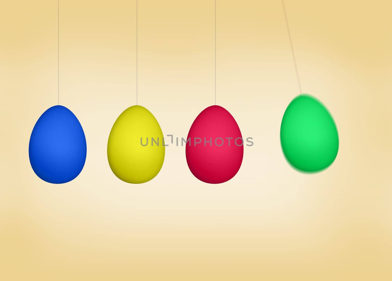 easter eggs in different colors on a beige background