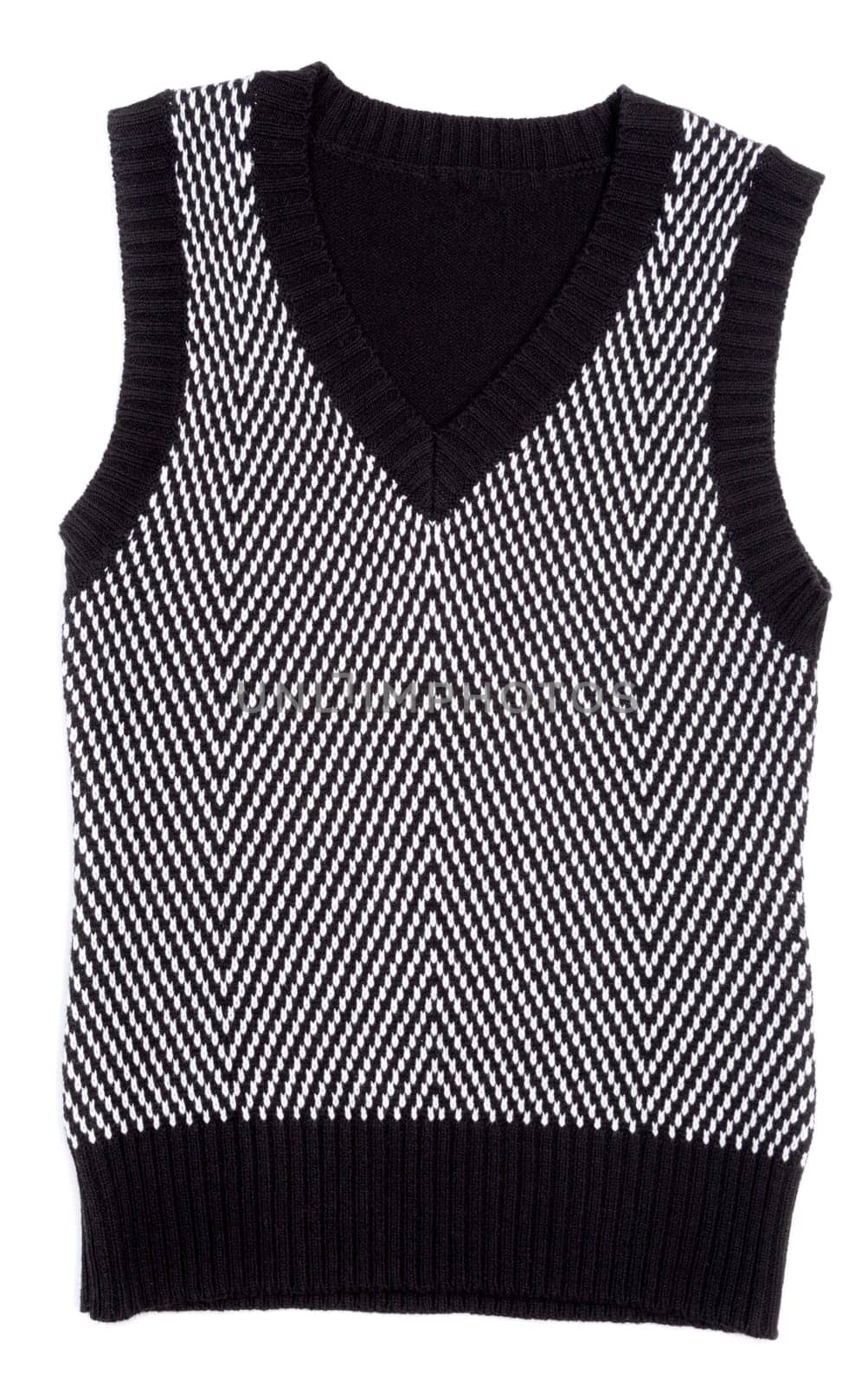 Black warm vest with a simple pattern on a white background