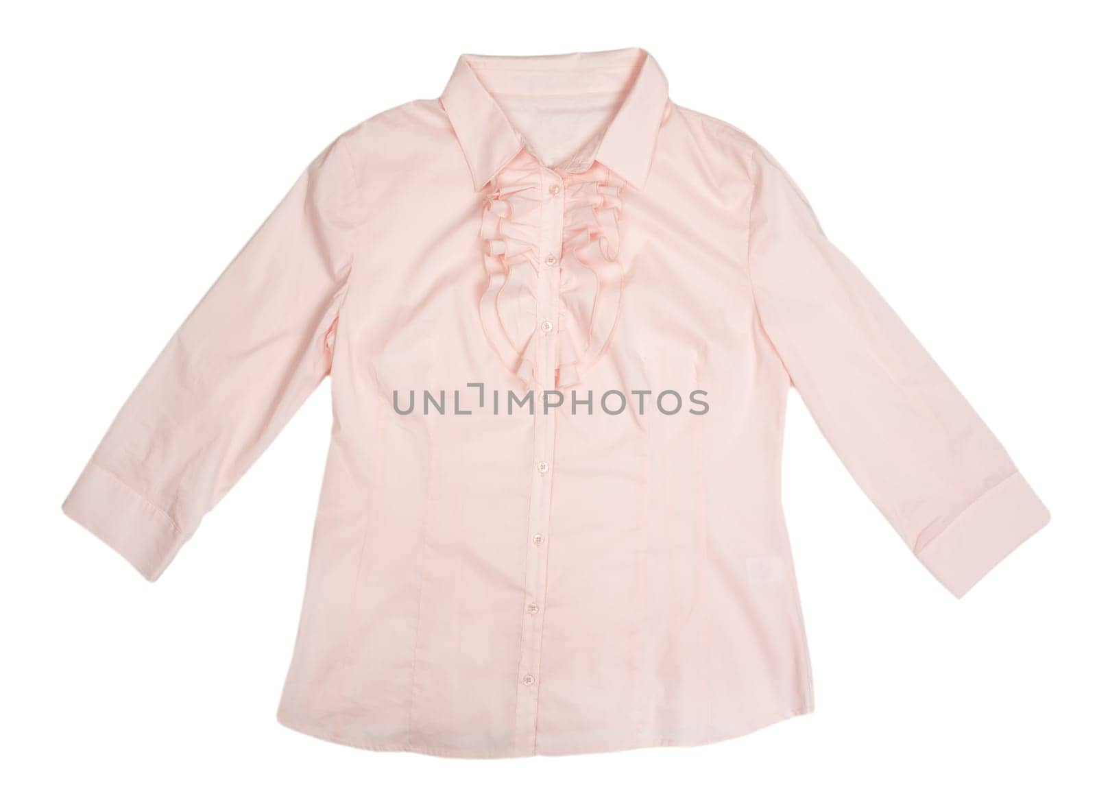 Beige womens shirt isolated on white background with clipping path
