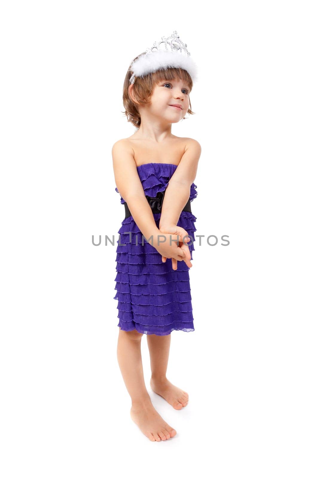 little girl princess over white background