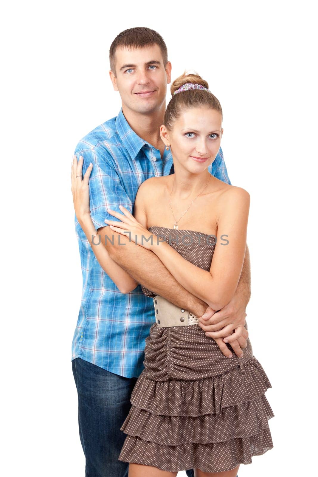 Attractive couple being playful- isolated