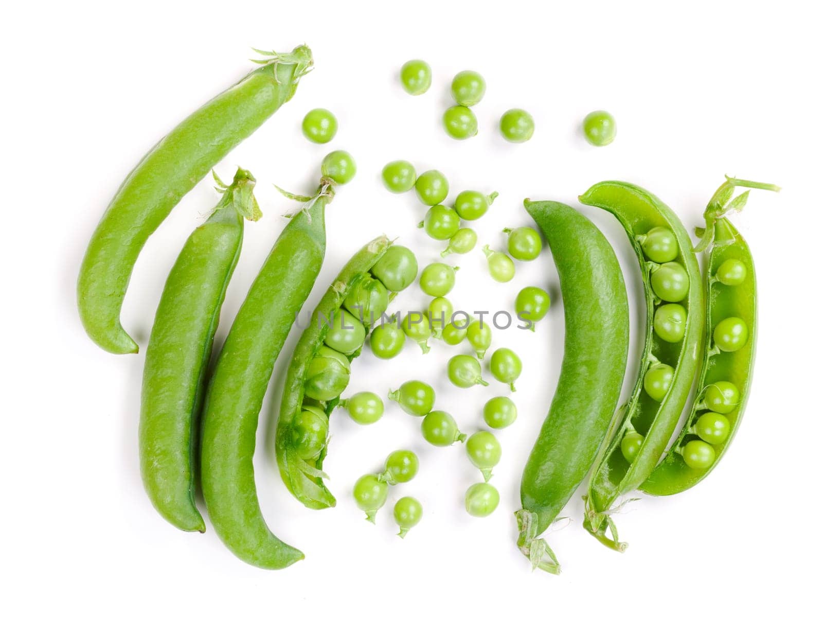 fresh green peas isolated on a white background