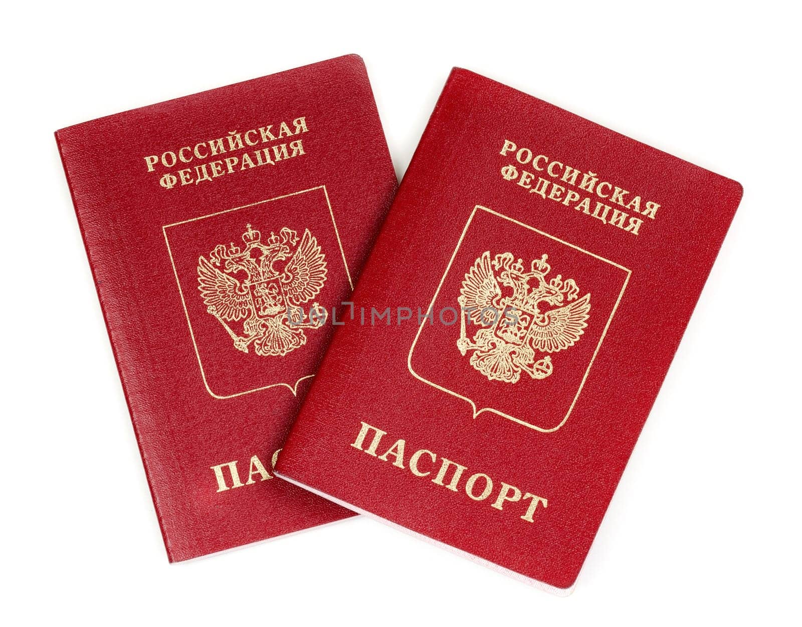 Two Russian international passport isolated on white background