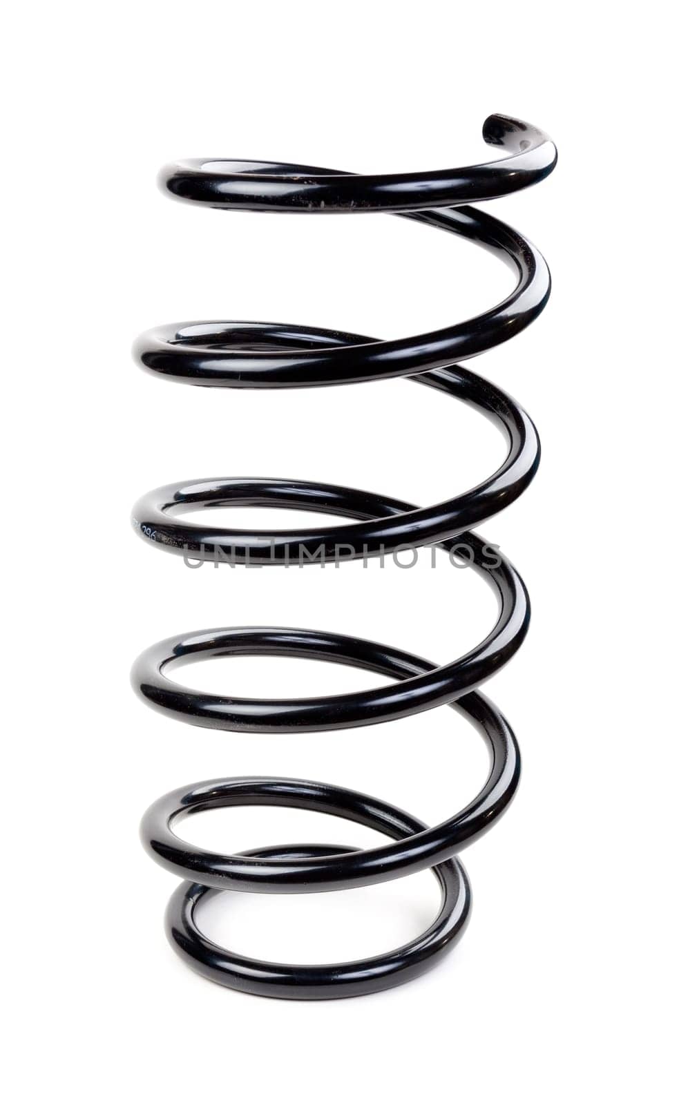 metal spring for a car on a white background