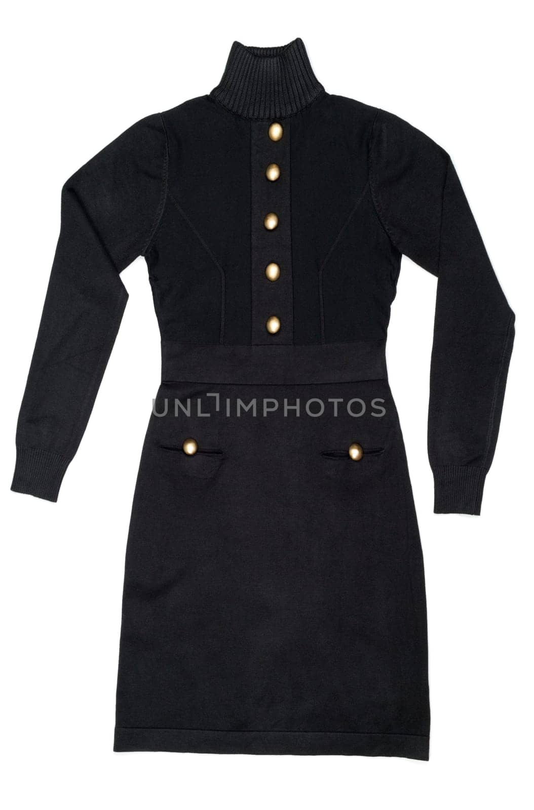 Black women's fashionable dress isolated on white background