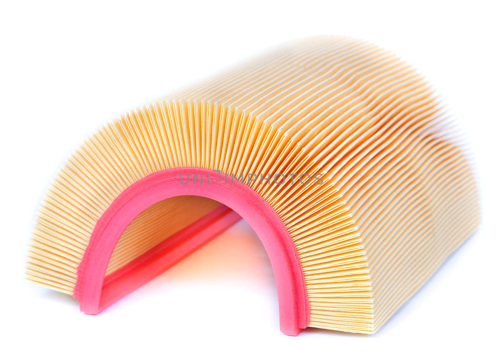 Car air filter isolated on white background.