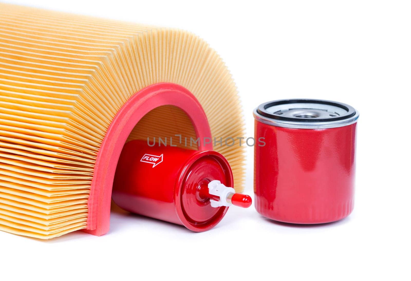 automotive oil and fuel filter isolated on white