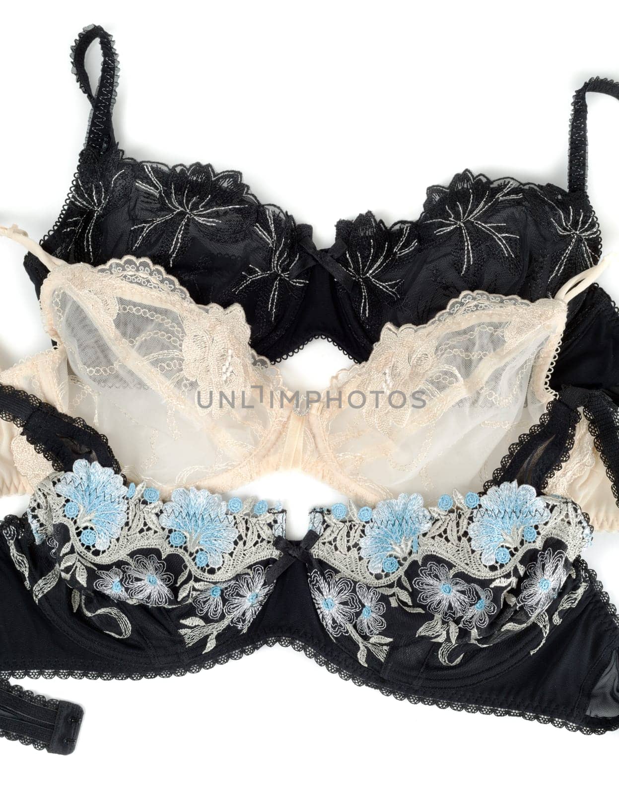 three bra isolated on white background