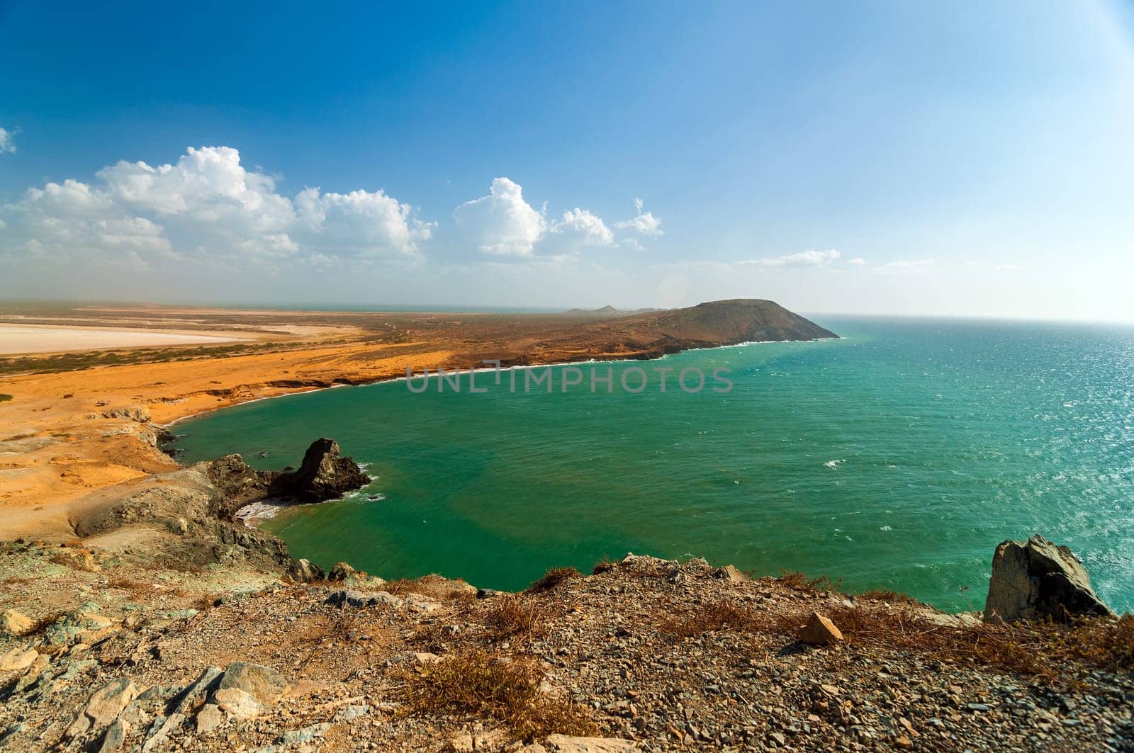 Beautiful dry desoloate coastline in La Guarjia, Colombia