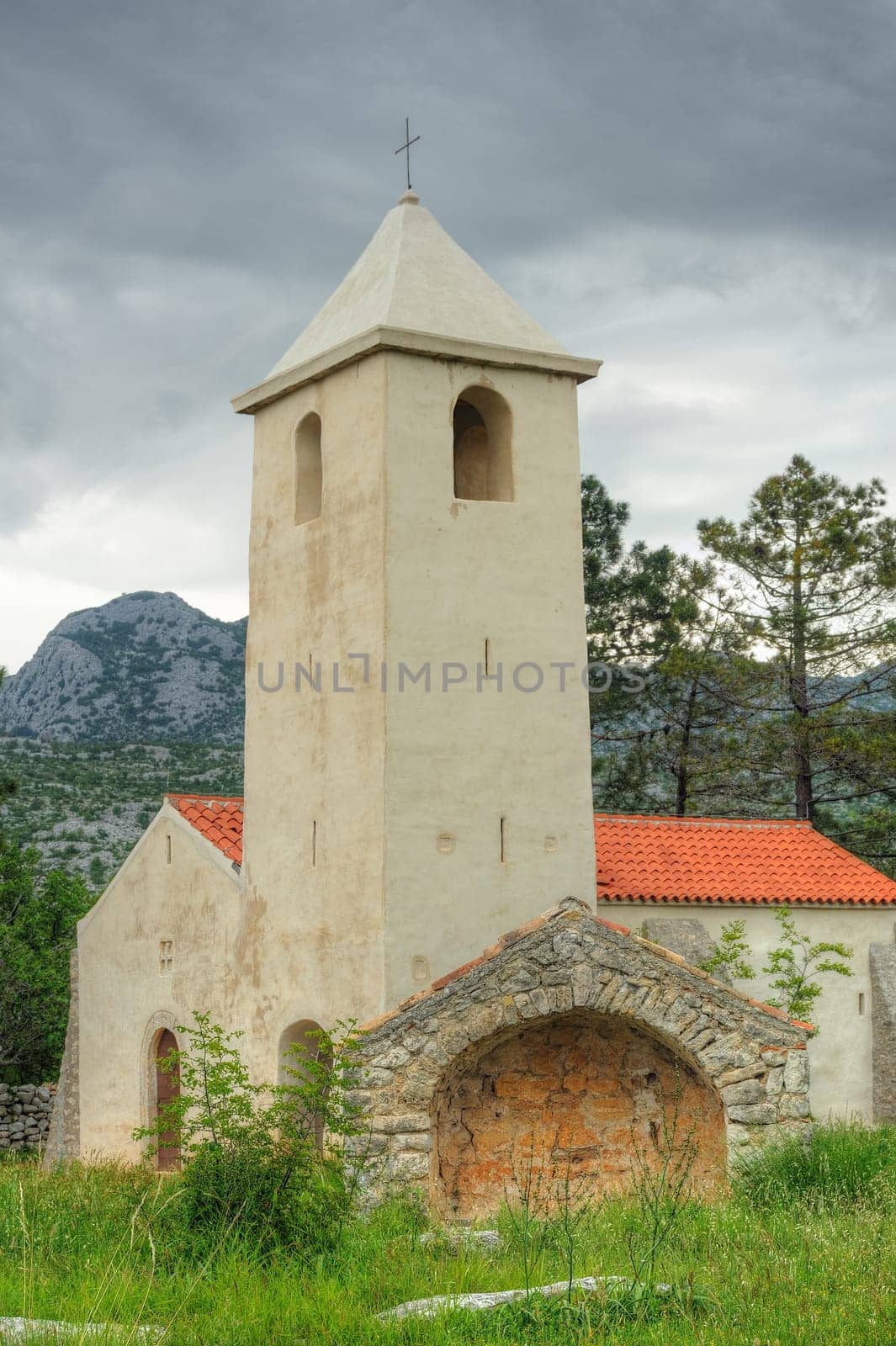 St Peters Church, medieval church situated on the Adriatic highway between Starigrad and Seline, Starigrad - Paklenica, Croatia