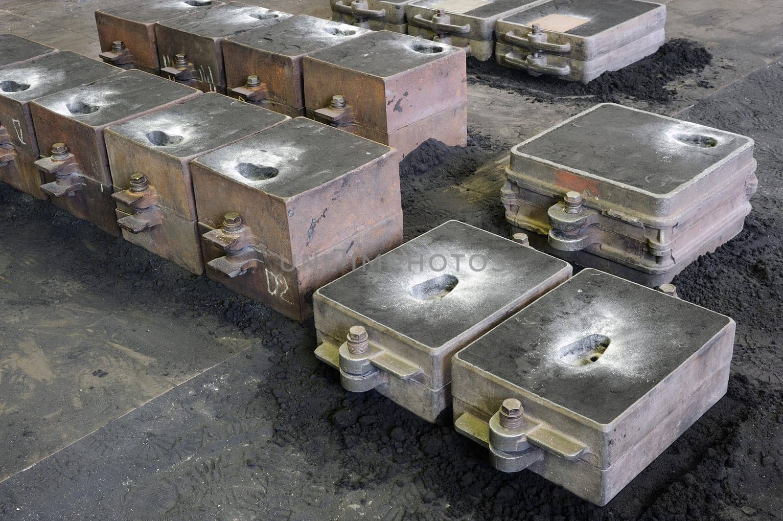 Foundry, sand molded casting, molding flasks