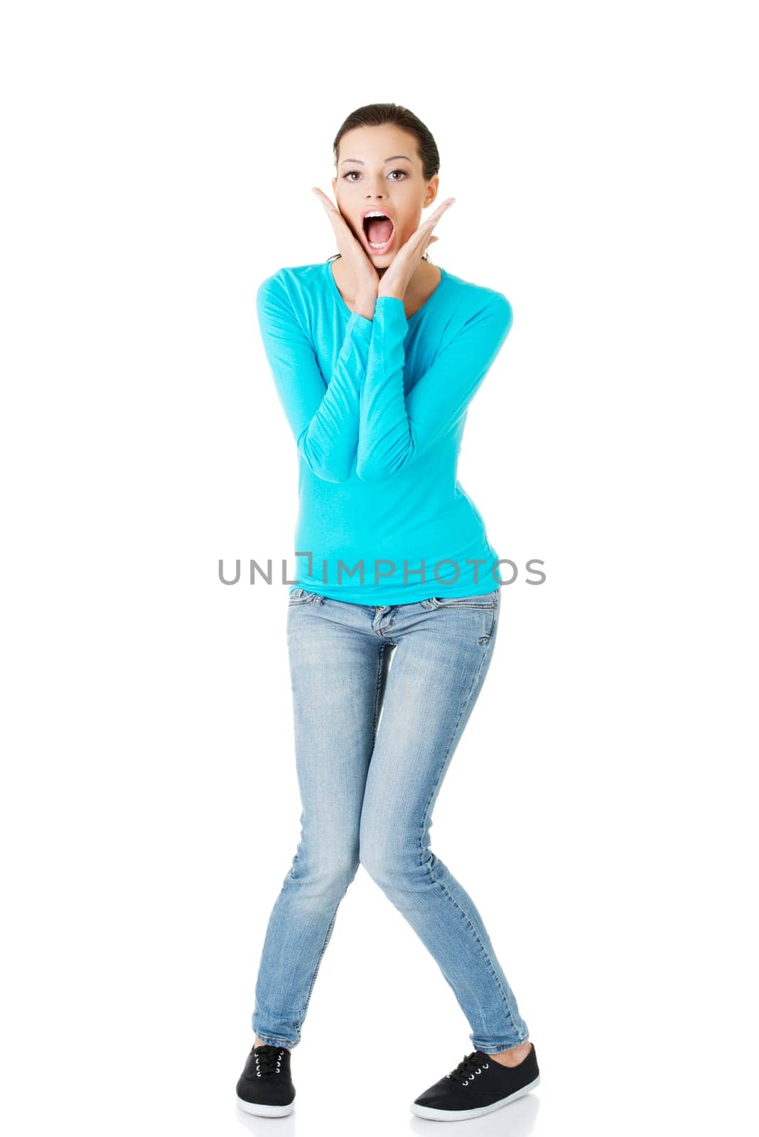 Woman stressed is going crazy in frustration.