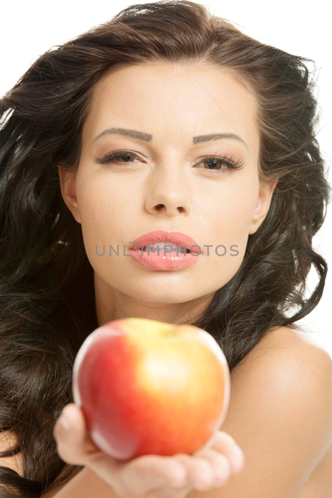 Sexy woman with red apple