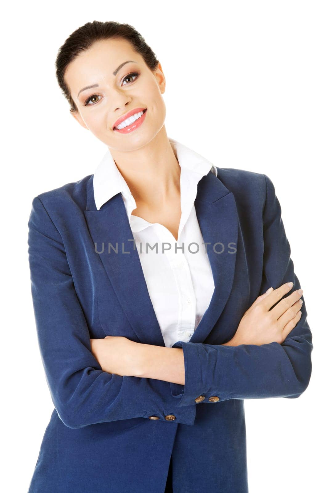 Portrait of young businesswoman or student in elegant clothes