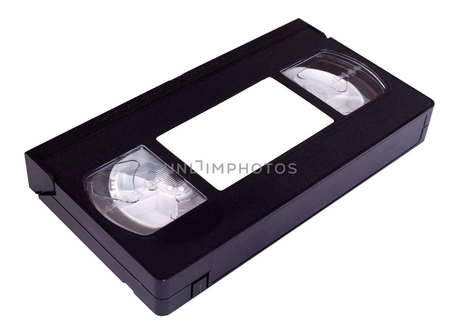 VHS cassette with wite label isolated on white