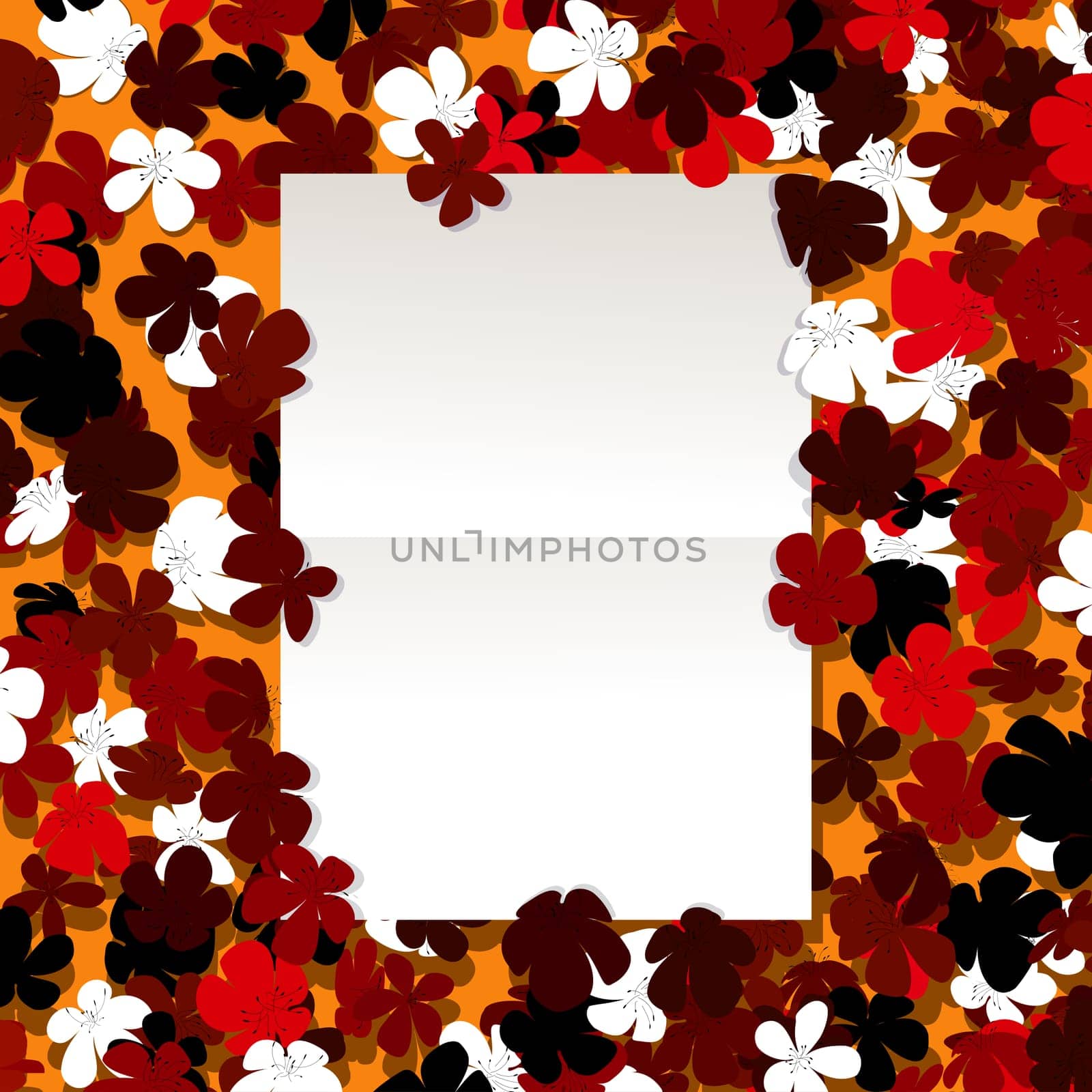 Blank paper over a floral bed, decorative background