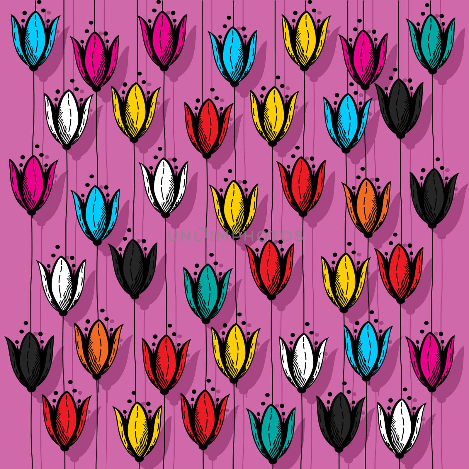 Tulips pattern design, abstract art
