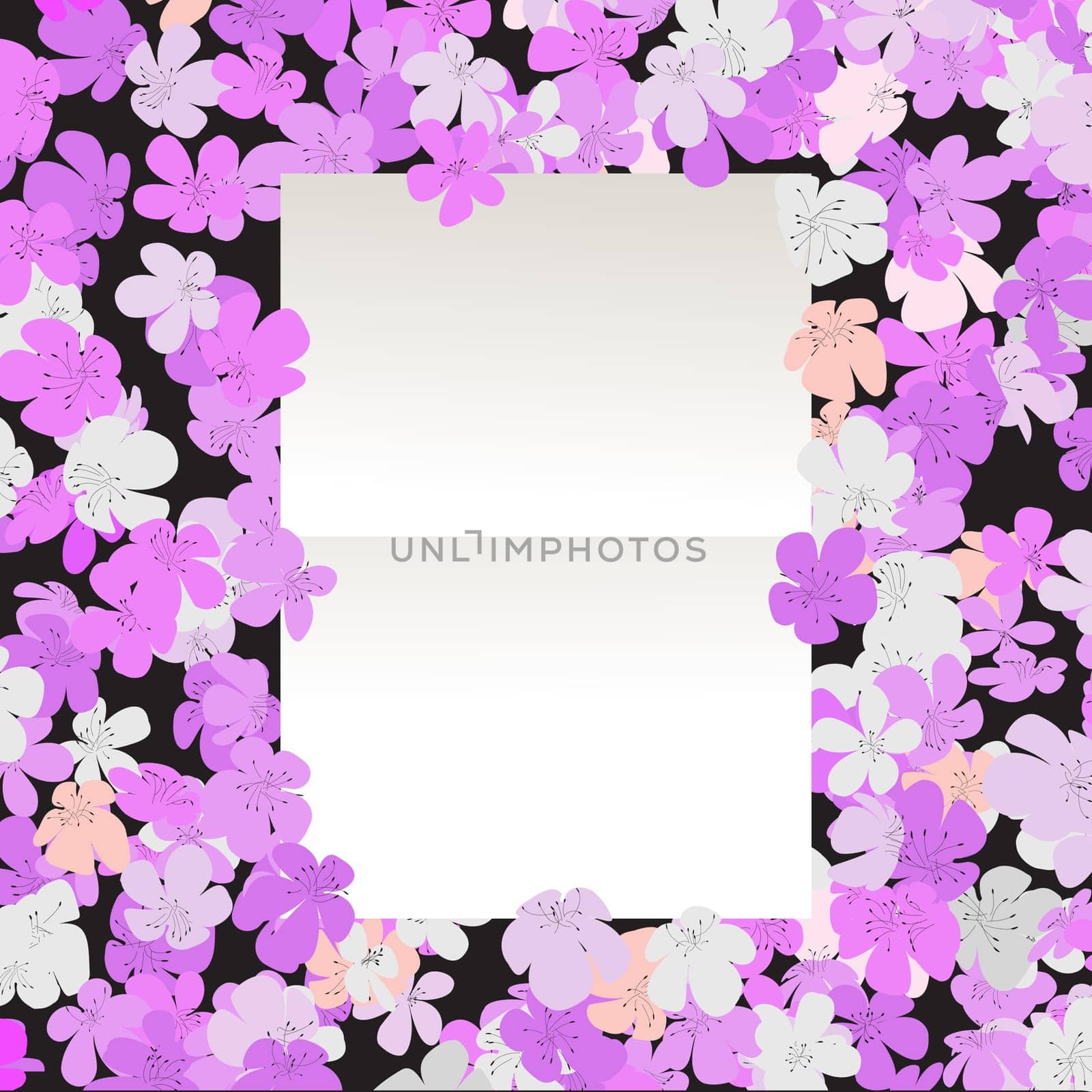 Blank paper over a floral background, abstract art