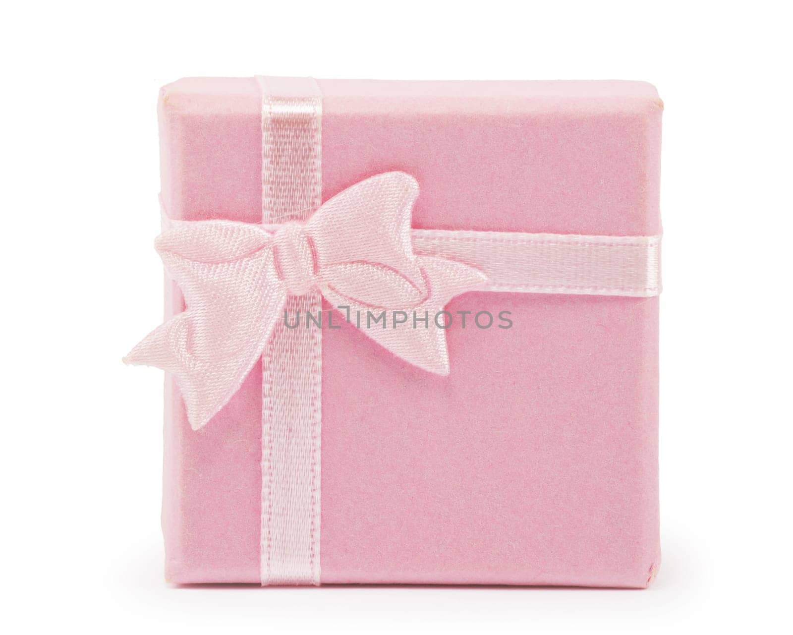Christmas box gifts with satin bow isolated on white background