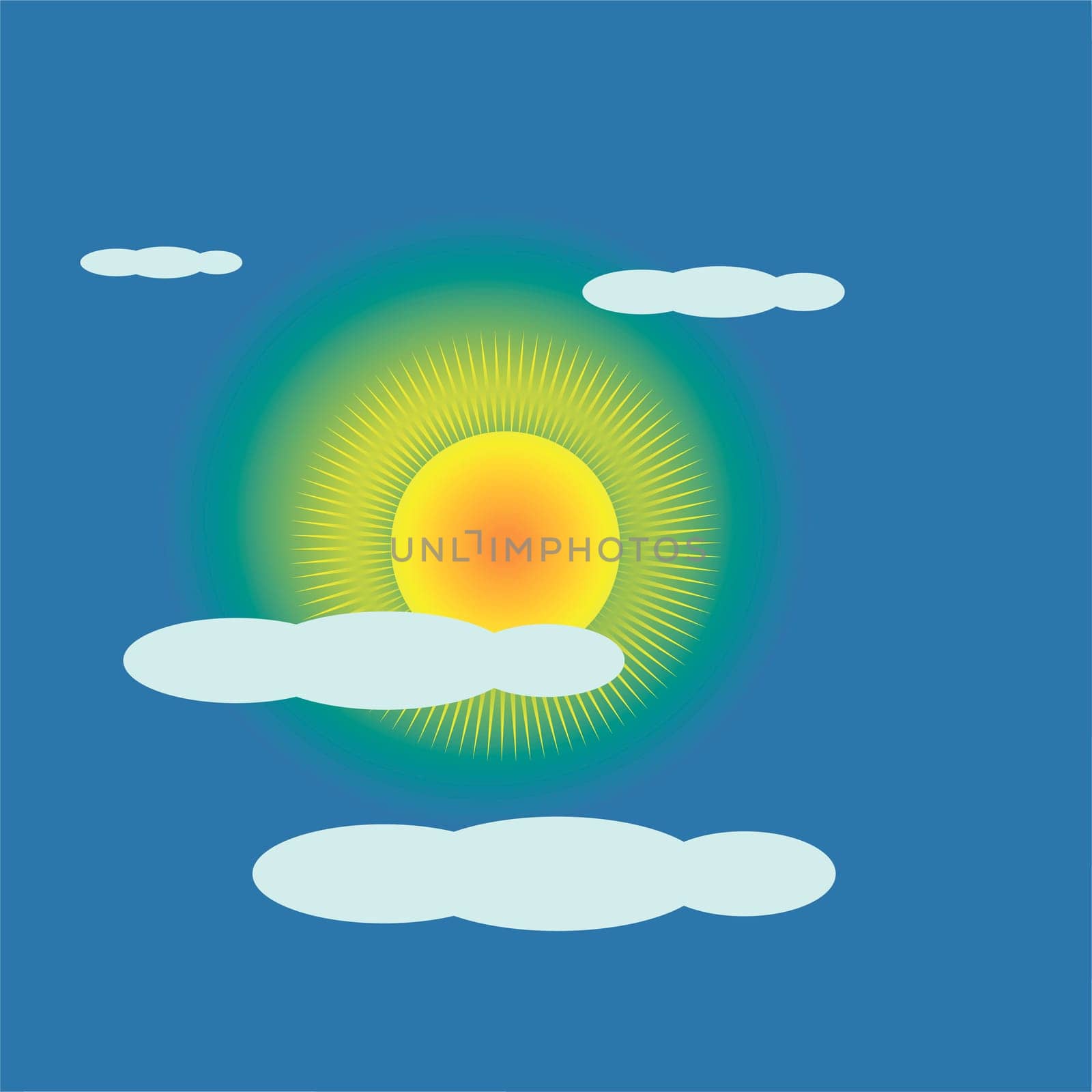 illustration with the sun goes behind a cloud for your design