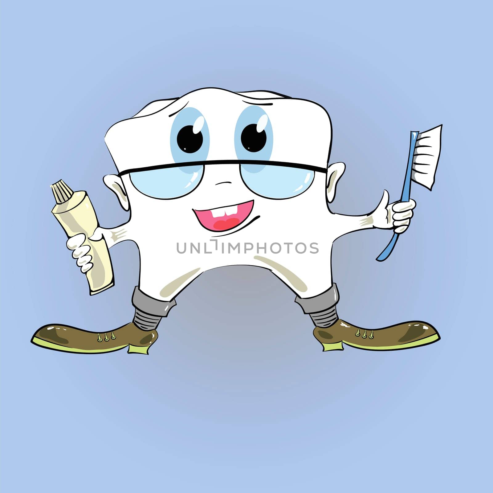 colorful illustration with tooth and toothpaste for your design