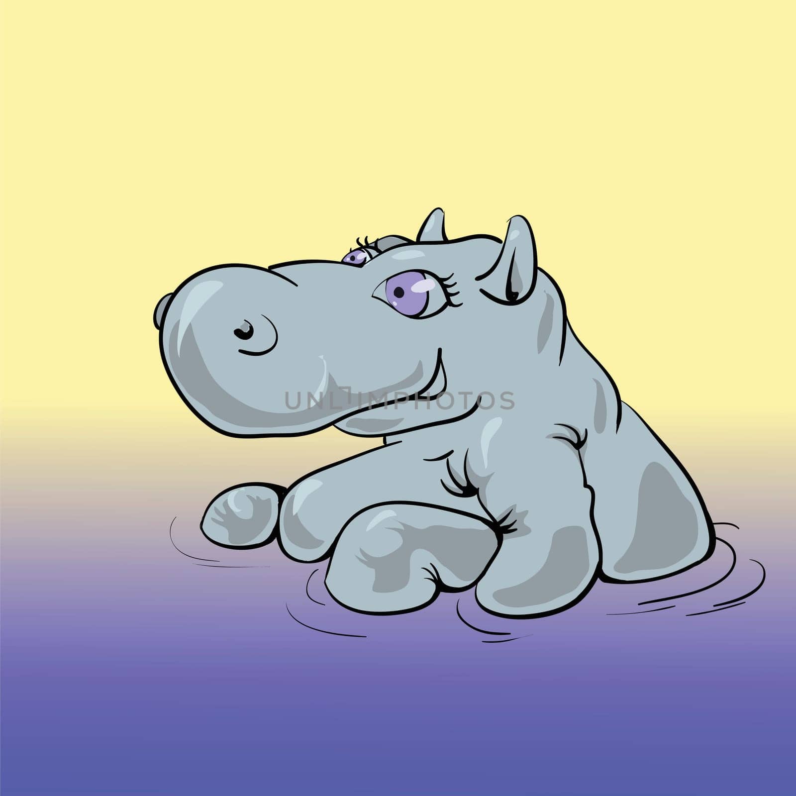 colorful illustration with hippo for your design