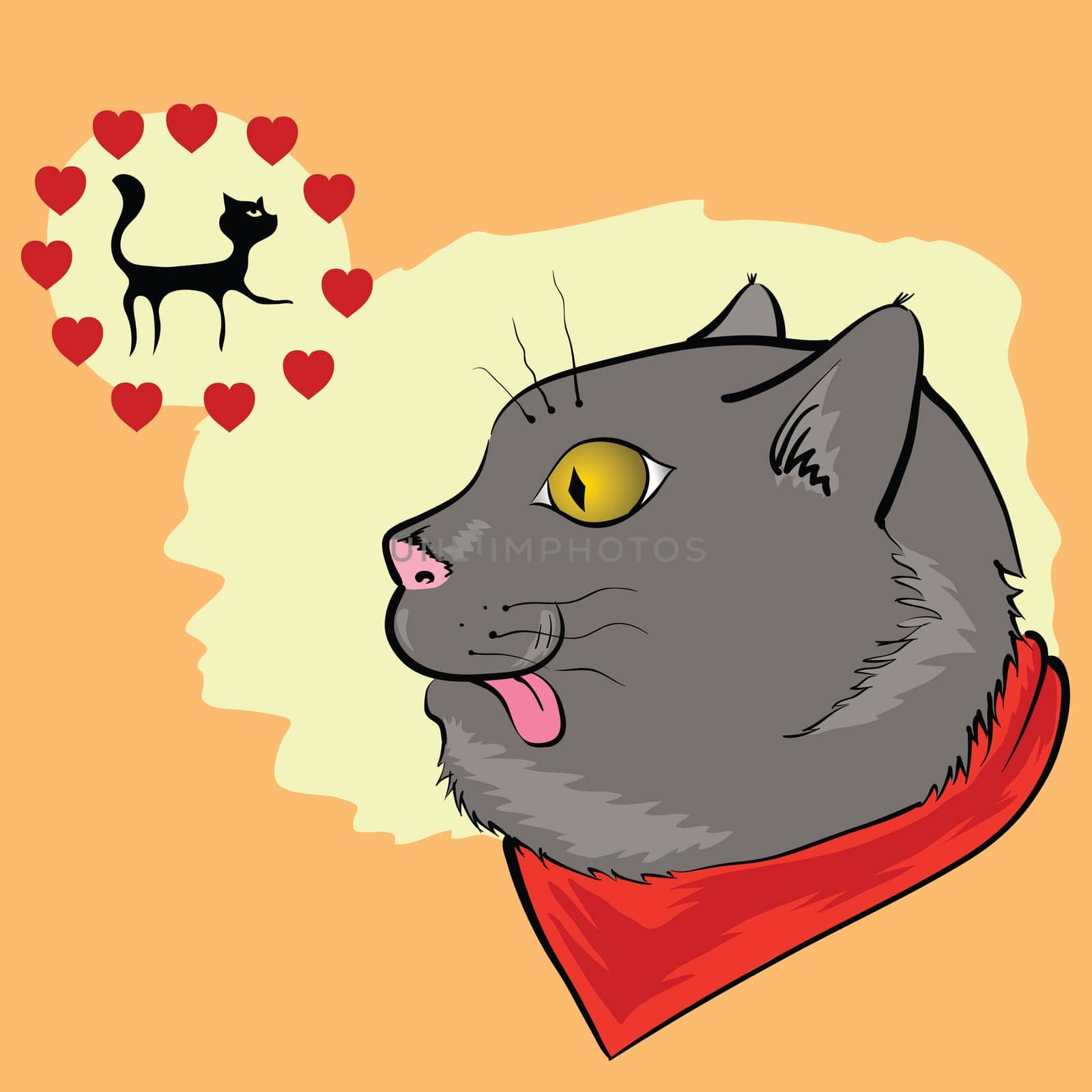 colorful illustration with cat lover for your design