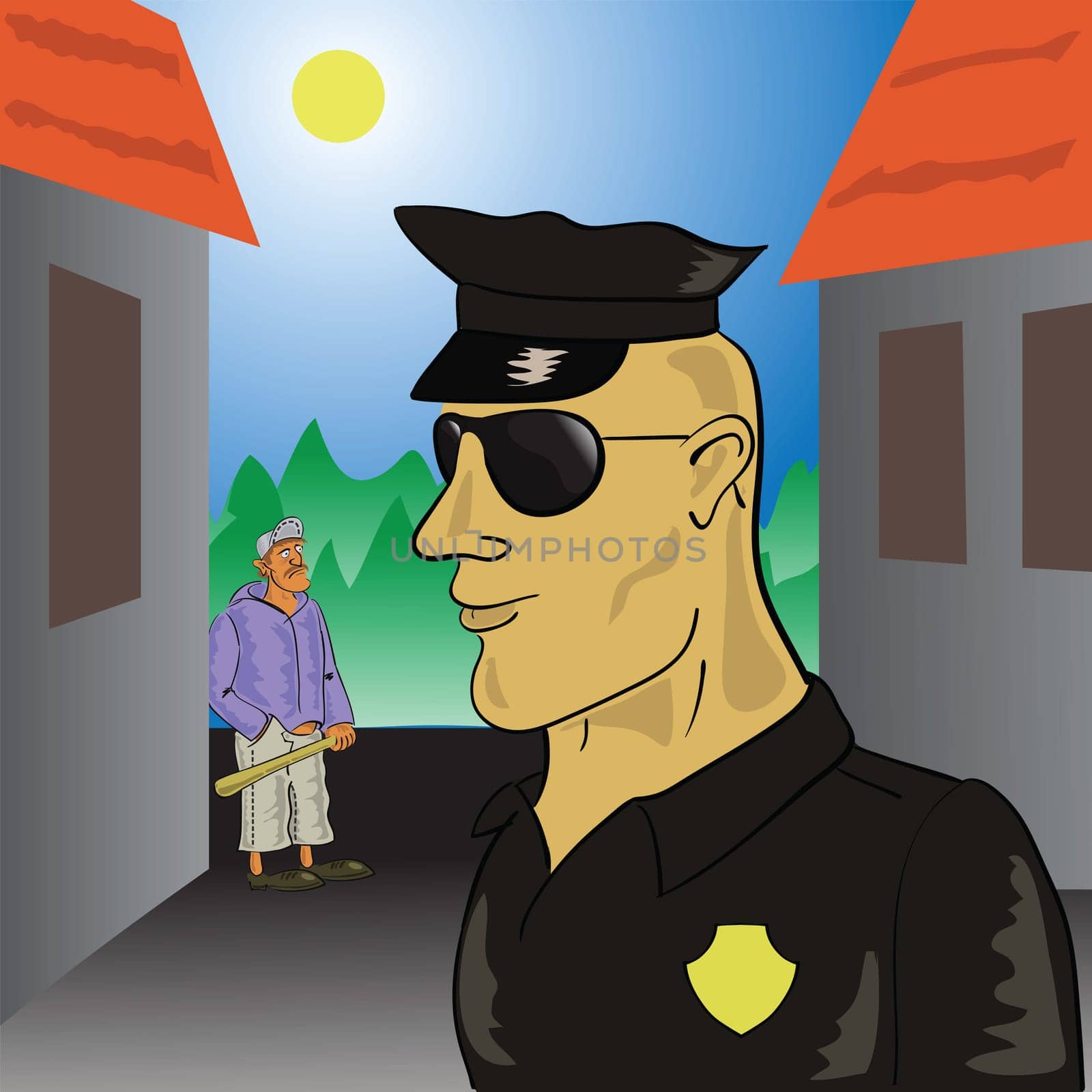 colorful illustration with  policeman for your design