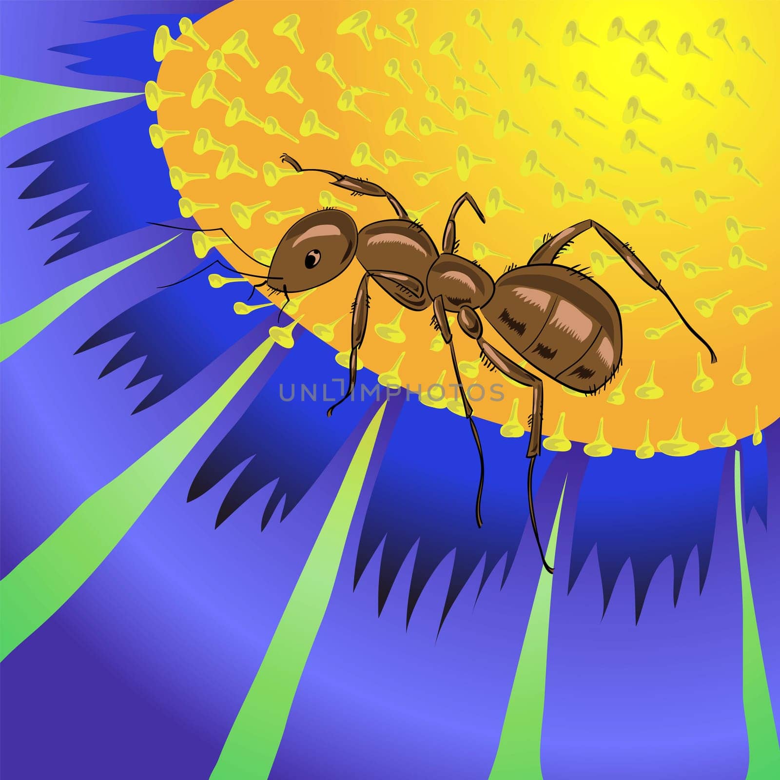 colorful illustration with ant and flower  for your design